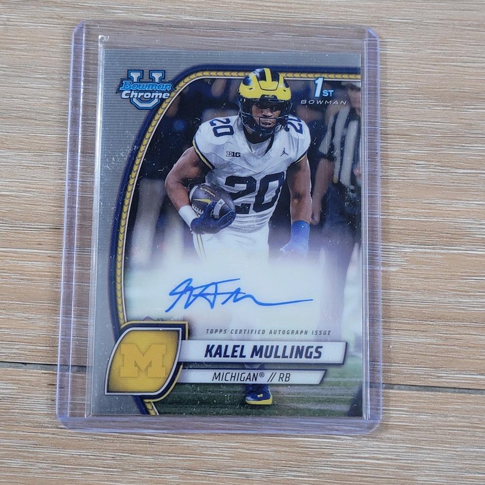 Kalel Mullings 2024 Bowman Chrome Autograph Prospect RC Michigan RB - Picture 3 of 5